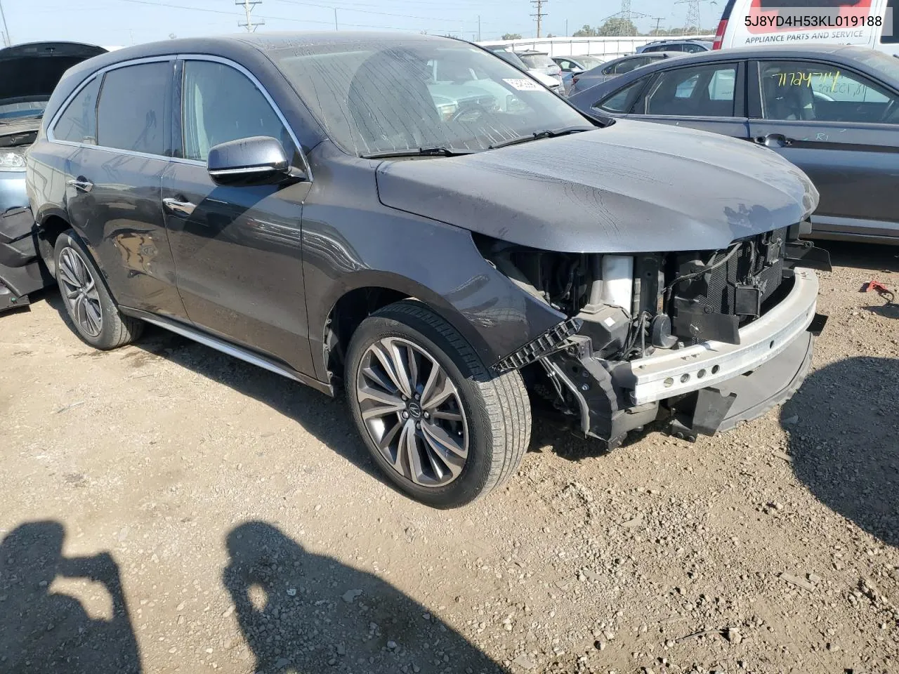 2019 Acura Mdx Technology VIN: 5J8YD4H53KL019188 Lot: 69489994