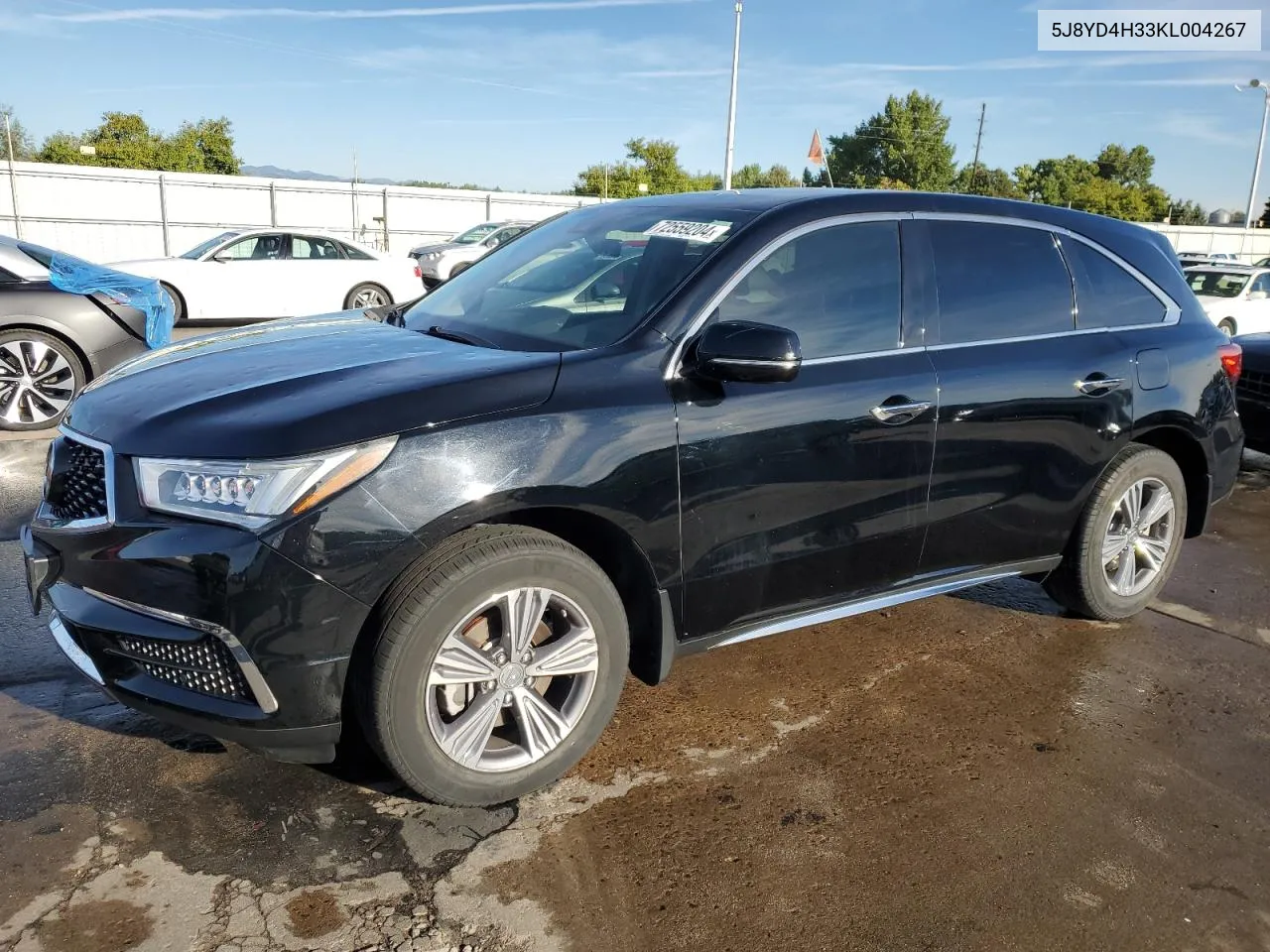 2019 Acura Mdx VIN: 5J8YD4H33KL004267 Lot: 72559204