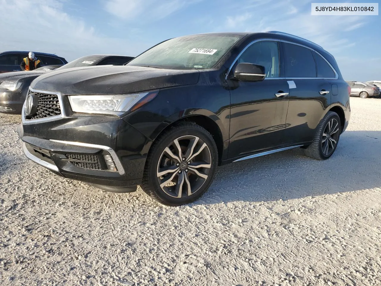 2019 Acura Mdx Advance VIN: 5J8YD4H83KL010842 Lot: 75271694