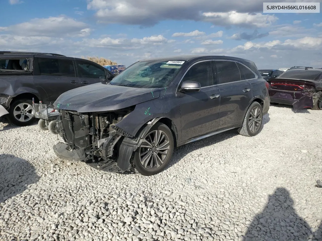 2019 Acura Mdx Technology VIN: 5J8YD4H56KL016608 Lot: 77968964