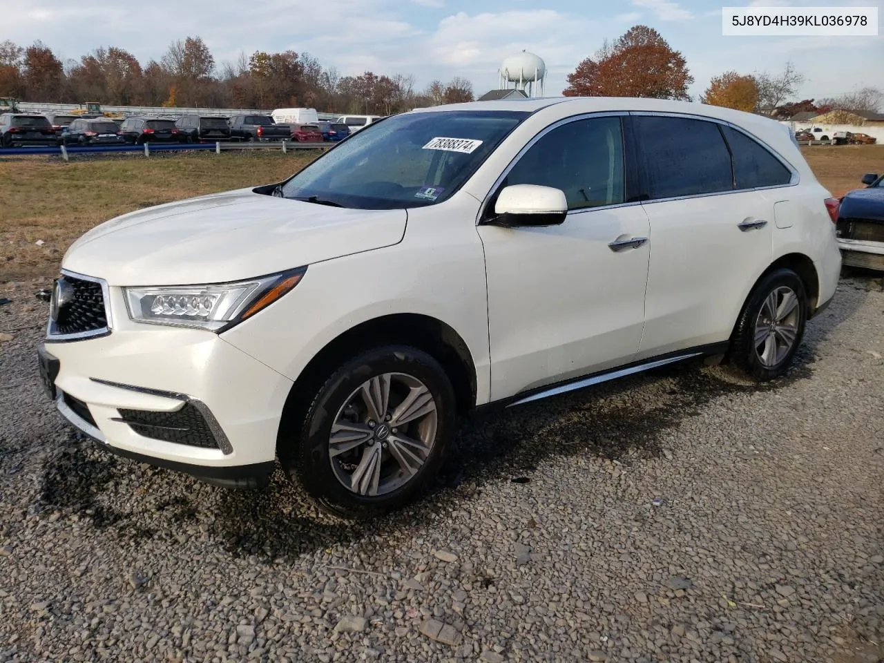 2019 Acura Mdx VIN: 5J8YD4H39KL036978 Lot: 78388374