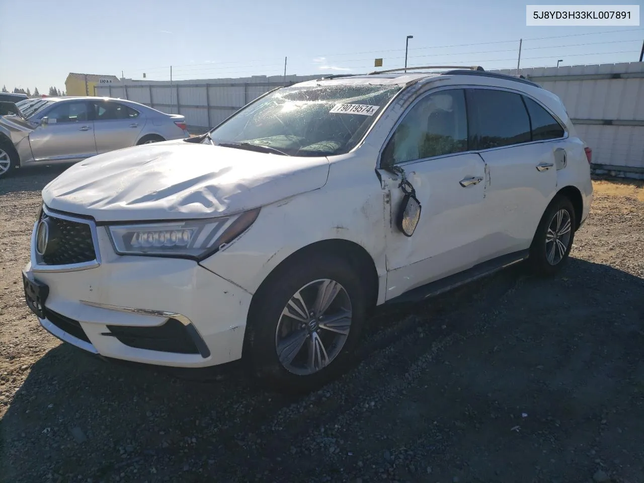 2019 Acura Mdx VIN: 5J8YD3H33KL007891 Lot: 79019574