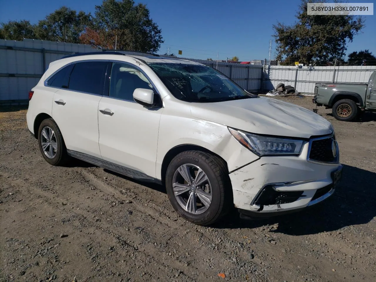 2019 Acura Mdx VIN: 5J8YD3H33KL007891 Lot: 79019574