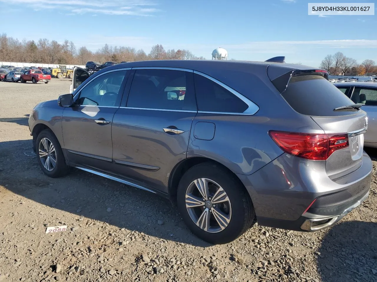 2019 Acura Mdx VIN: 5J8YD4H33KL001627 Lot: 79782174