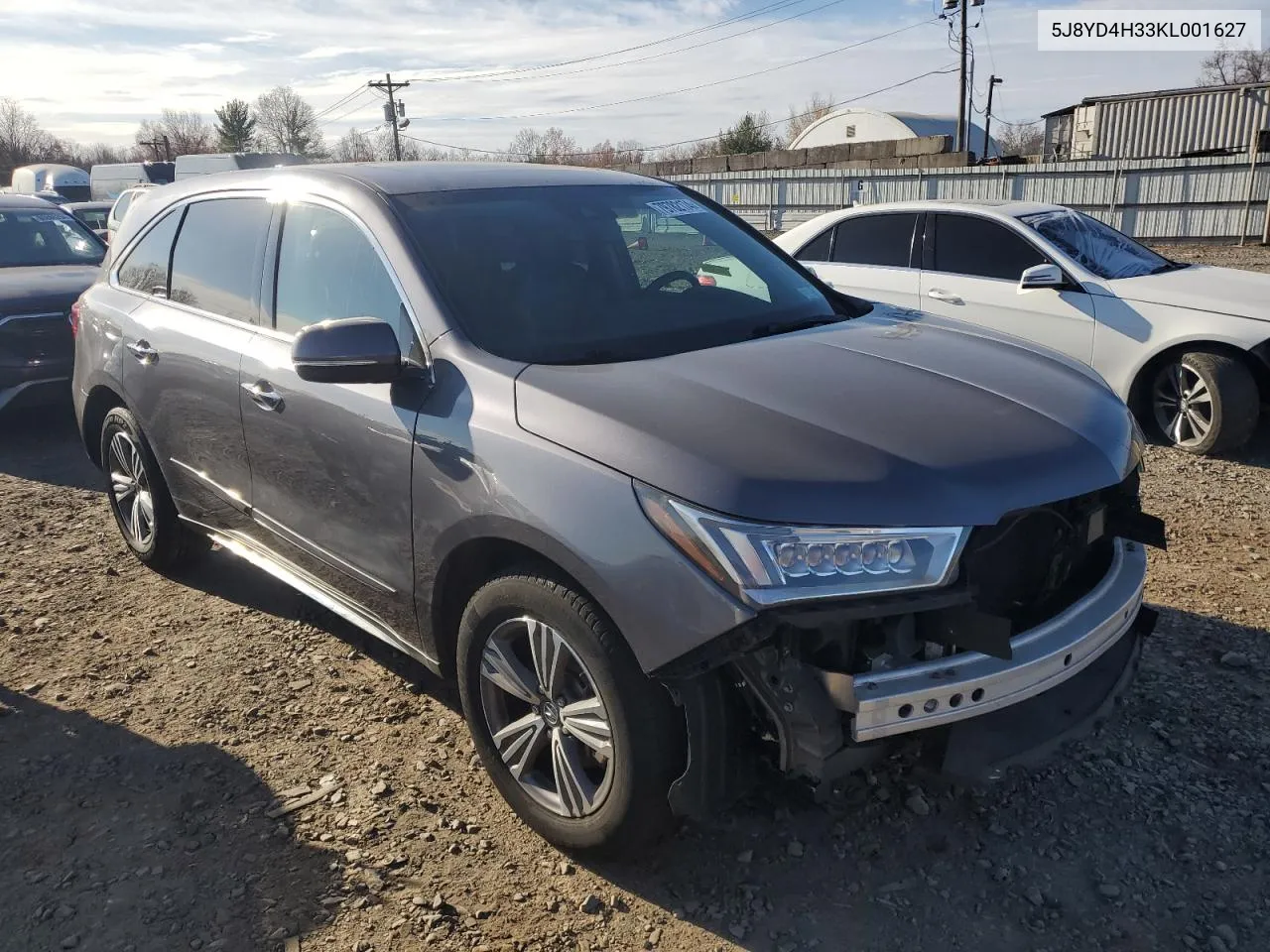 2019 Acura Mdx VIN: 5J8YD4H33KL001627 Lot: 79782174