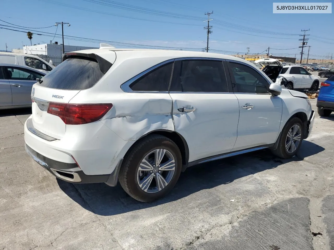 2020 Acura Mdx VIN: 5J8YD3H3XLL017027 Lot: 70501324