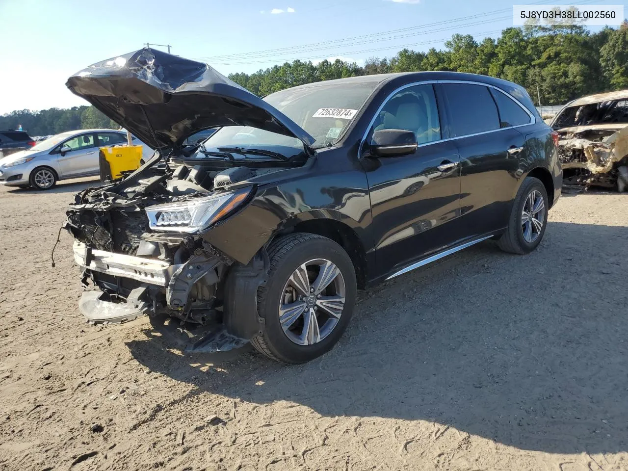 2020 Acura Mdx VIN: 5J8YD3H38LL002560 Lot: 72632874