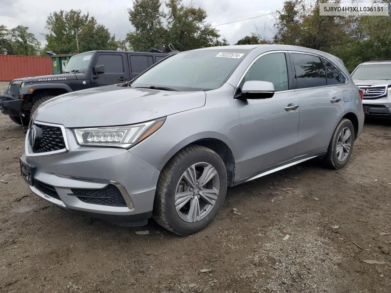 2020 Acura Mdx VIN: 5J8YD4H3XLL036151 Lot: 73222574