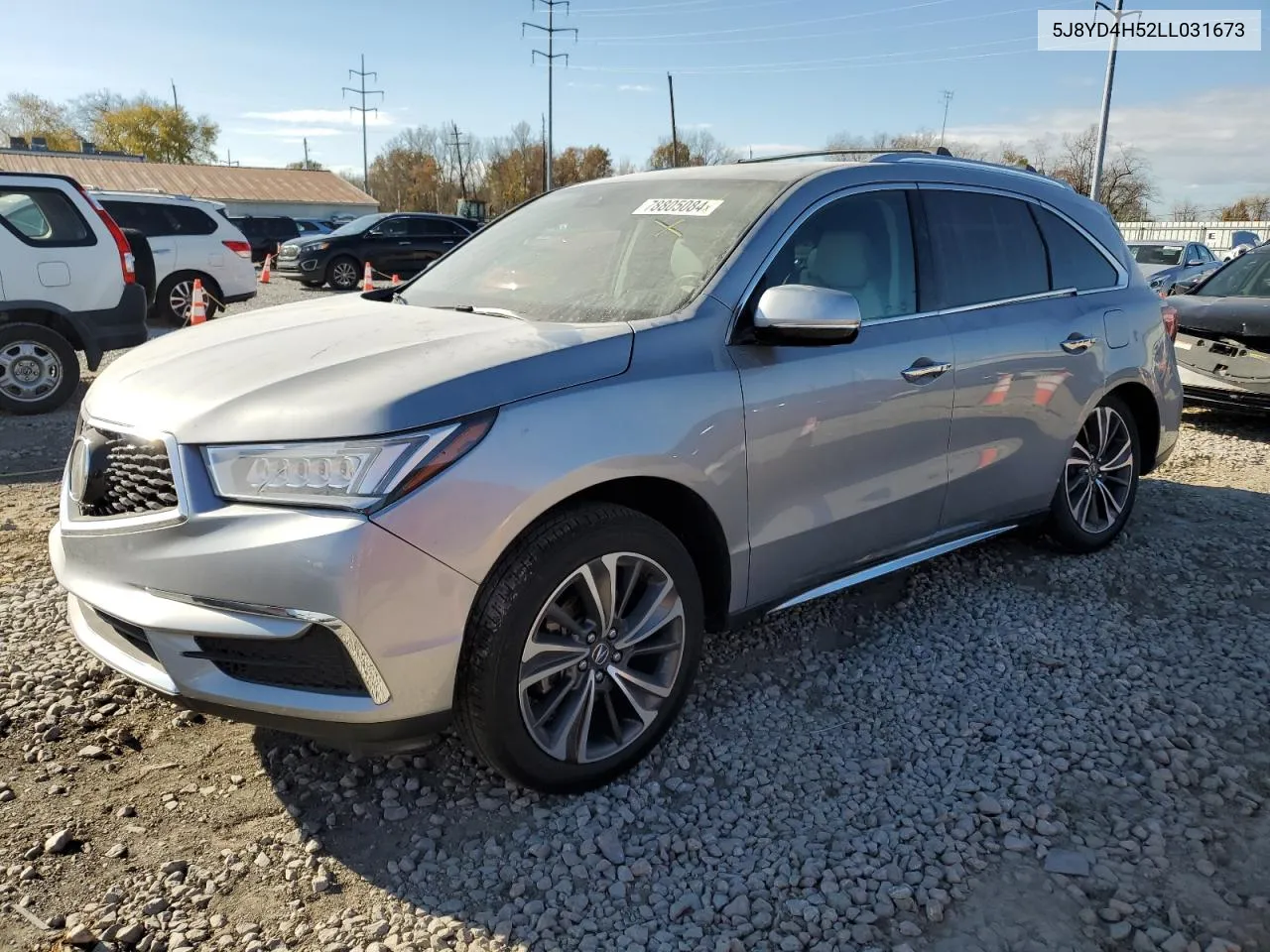 2020 Acura Mdx Technology VIN: 5J8YD4H52LL031673 Lot: 78805084