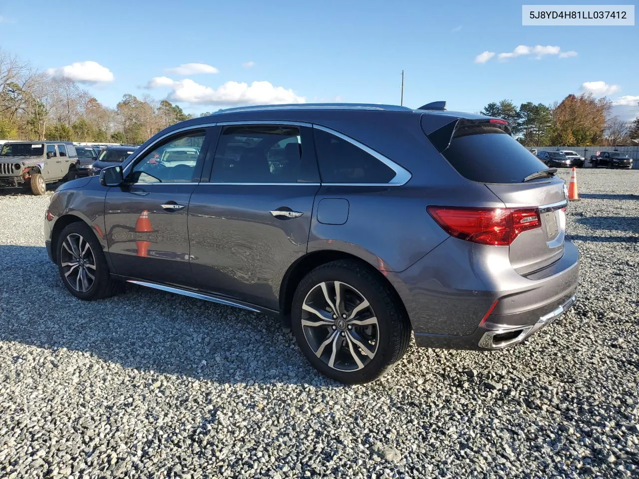 2020 Acura Mdx Advance VIN: 5J8YD4H81LL037412 Lot: 80635984