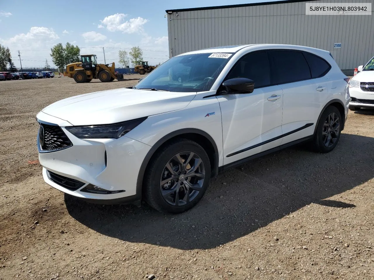 2022 Acura Mdx A-Spec VIN: 5J8YE1H03NL803942 Lot: 67133394