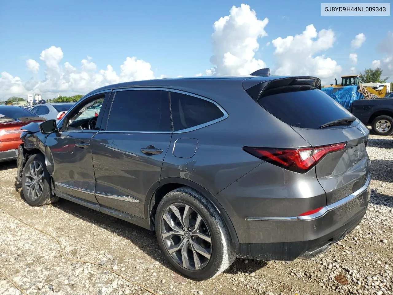 2022 Acura Mdx Technology VIN: 5J8YD9H44NL009343 Lot: 70767144