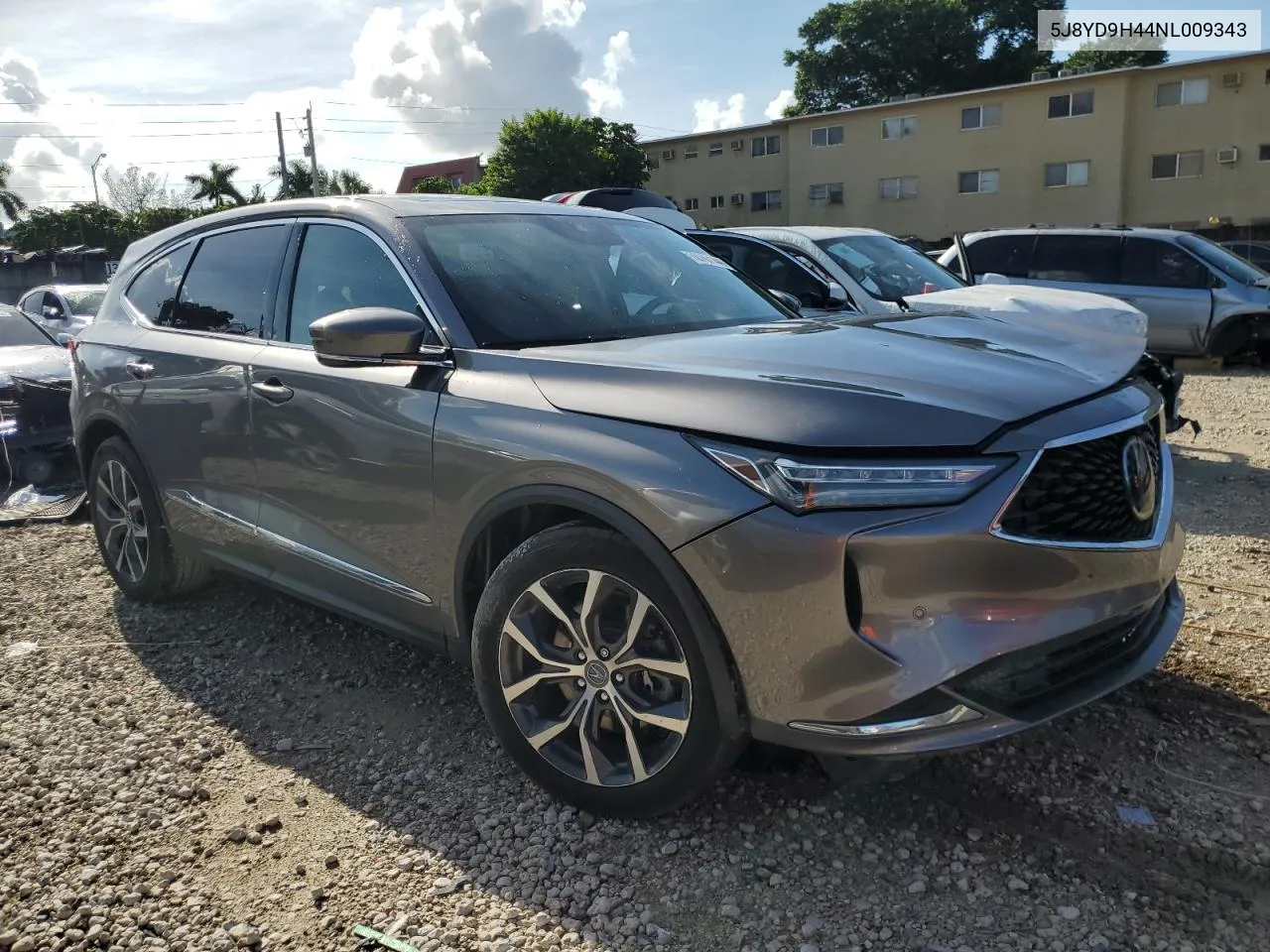 2022 Acura Mdx Technology VIN: 5J8YD9H44NL009343 Lot: 70767144