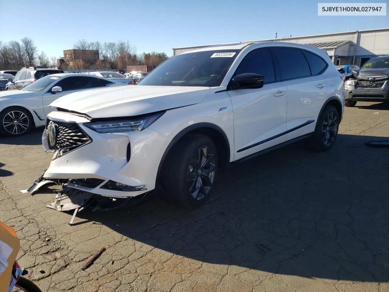 2022 Acura Mdx A-Spec VIN: 5J8YE1H00NL027947 Lot: 80223334