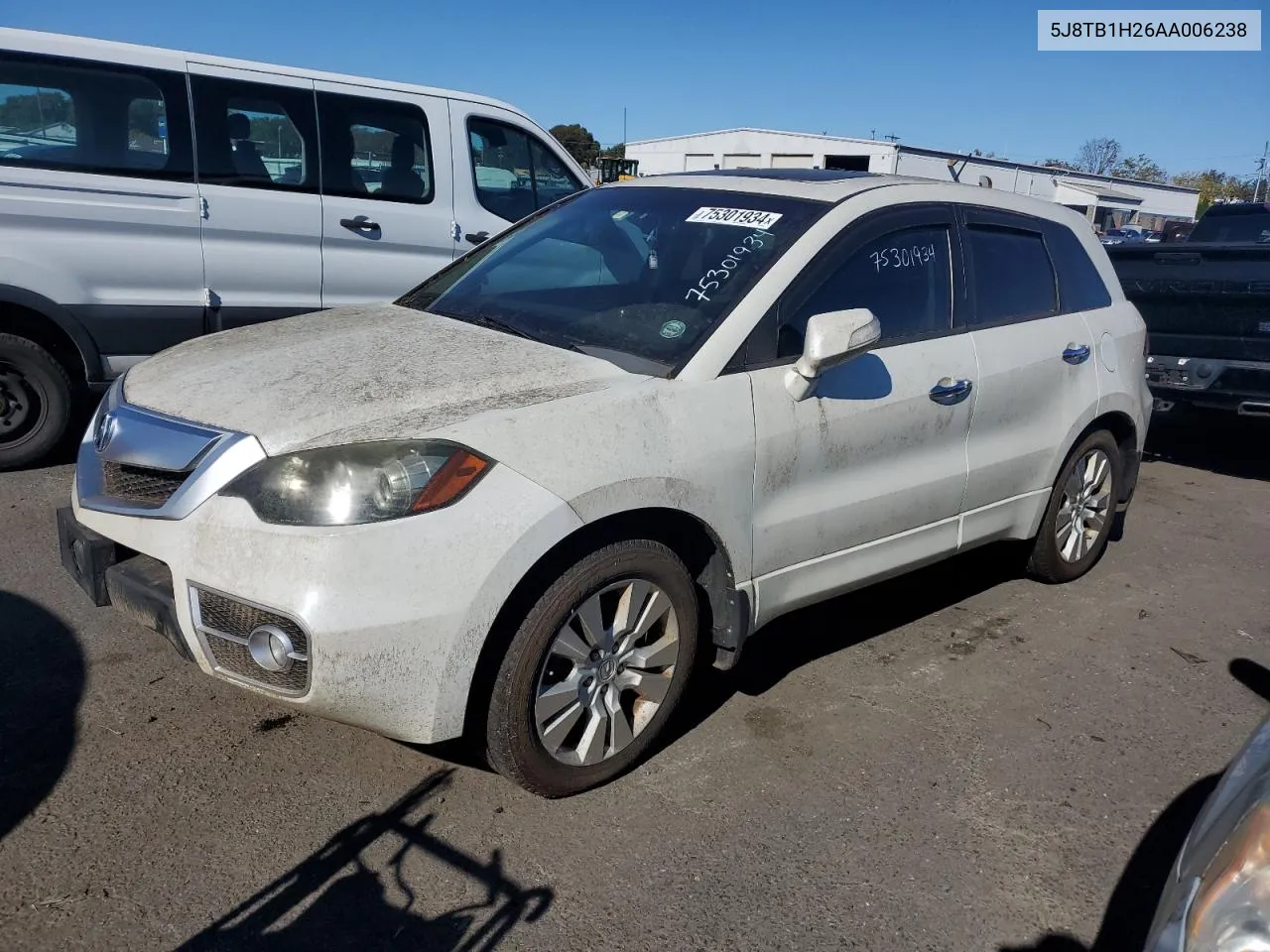 2010 Acura Rdx VIN: 5J8TB1H26AA006238 Lot: 75301934