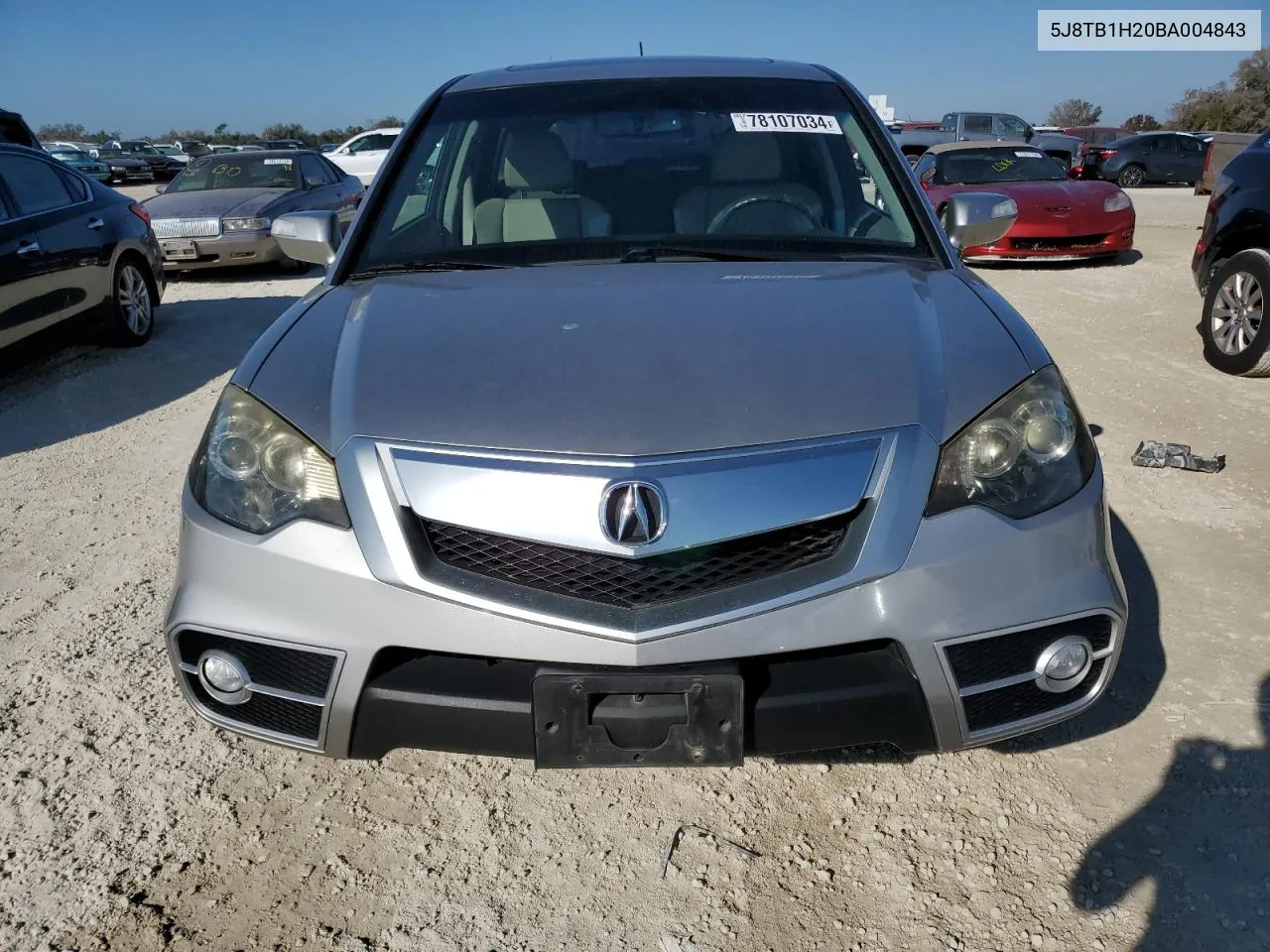 2011 Acura Rdx VIN: 5J8TB1H20BA004843 Lot: 78107034