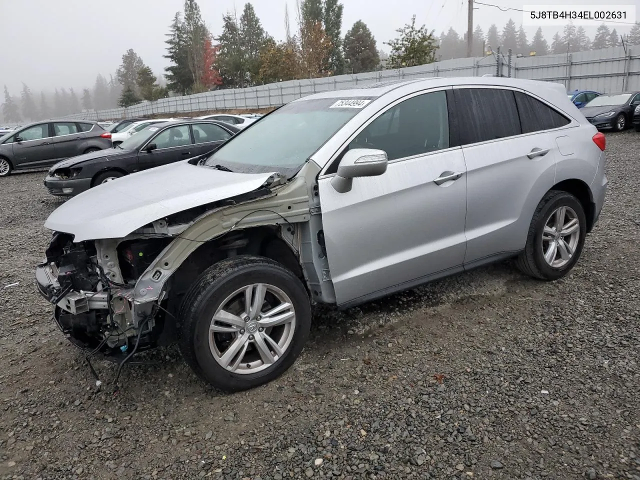 2014 Acura Rdx VIN: 5J8TB4H34EL002631 Lot: 75344994