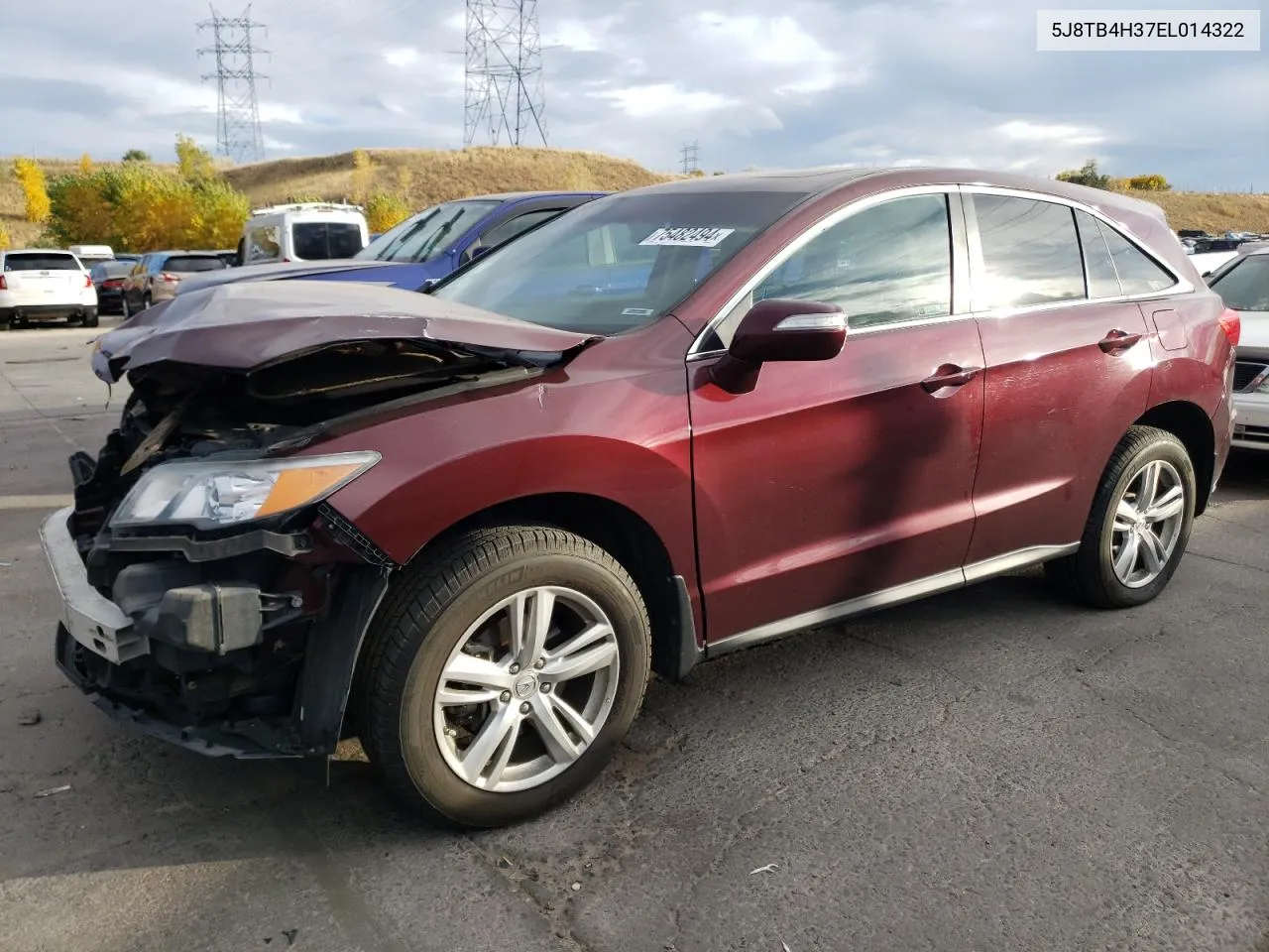 2014 Acura Rdx VIN: 5J8TB4H37EL014322 Lot: 75482494