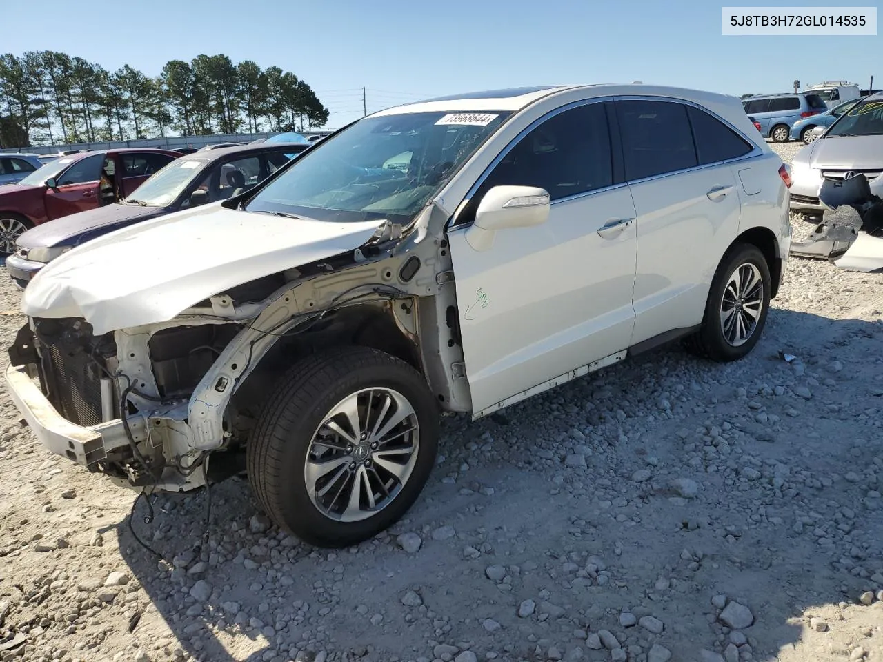 2016 Acura Rdx Advance VIN: 5J8TB3H72GL014535 Lot: 73968644