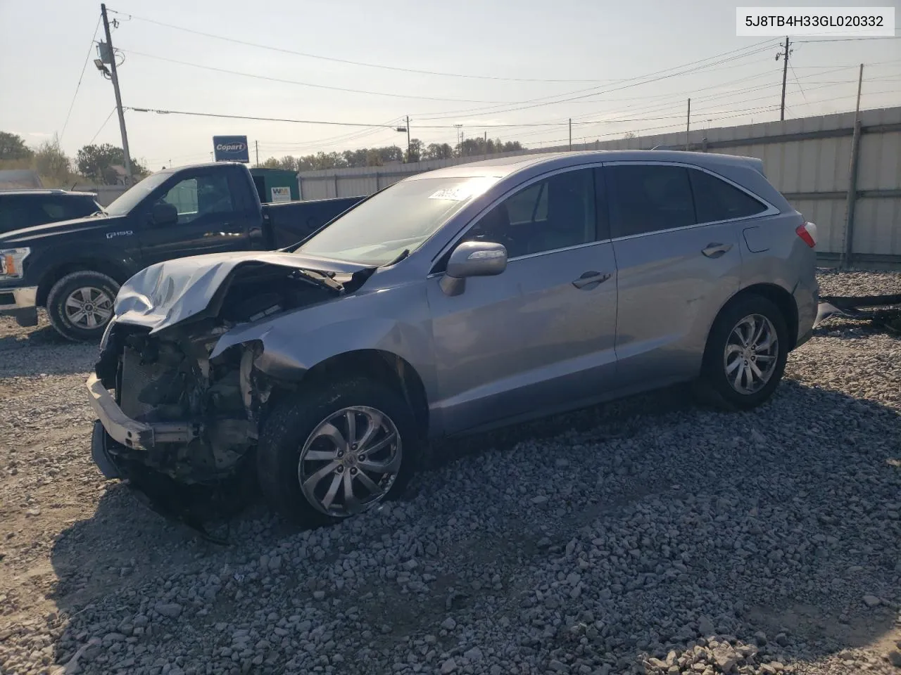 2016 Acura Rdx VIN: 5J8TB4H33GL020332 Lot: 78396434