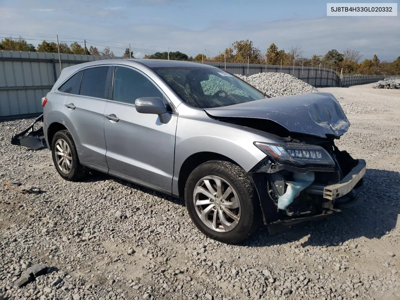 2016 Acura Rdx VIN: 5J8TB4H33GL020332 Lot: 78396434