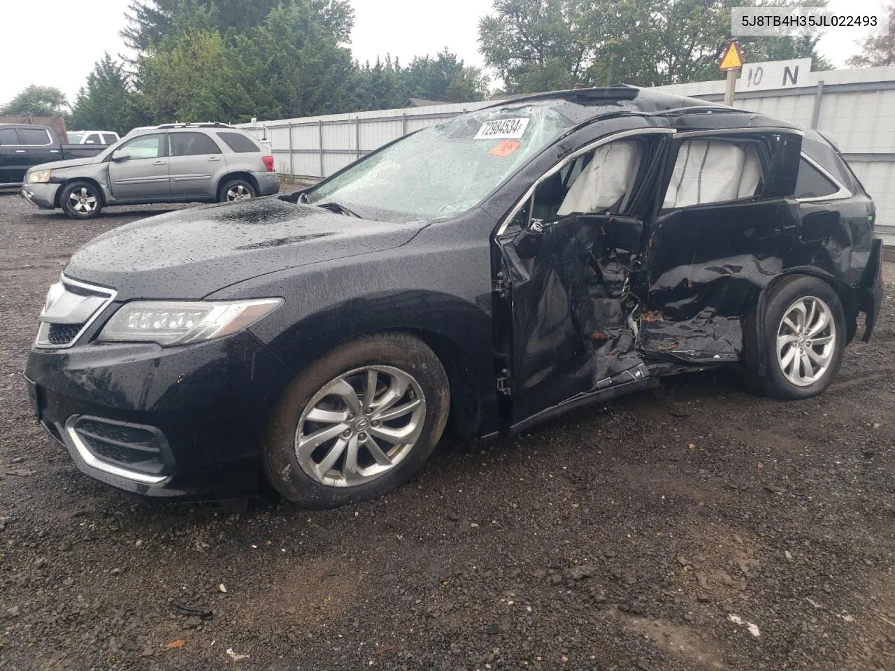 2018 Acura Rdx VIN: 5J8TB4H35JL022493 Lot: 72984534