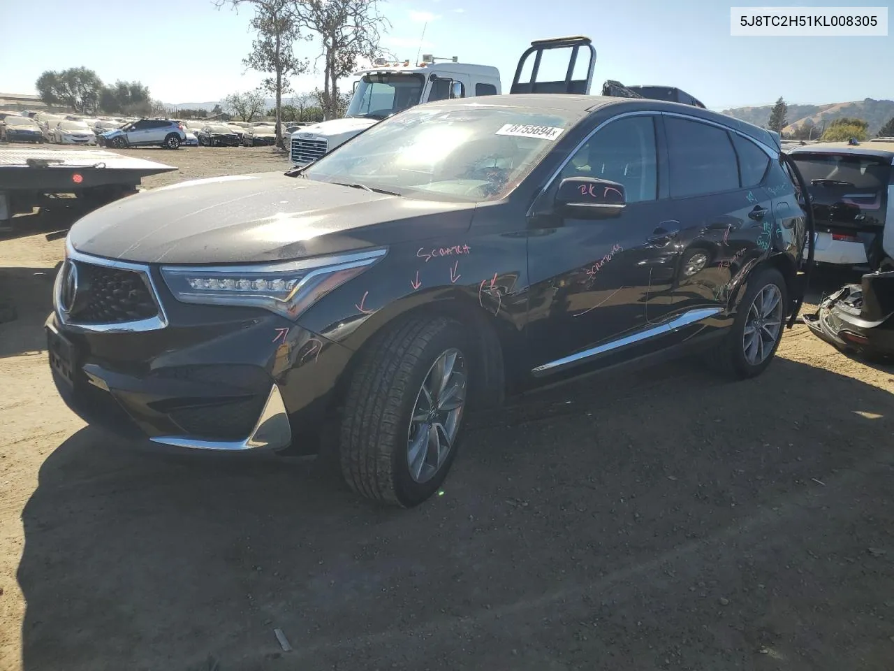 2019 Acura Rdx Technology VIN: 5J8TC2H51KL008305 Lot: 78755694