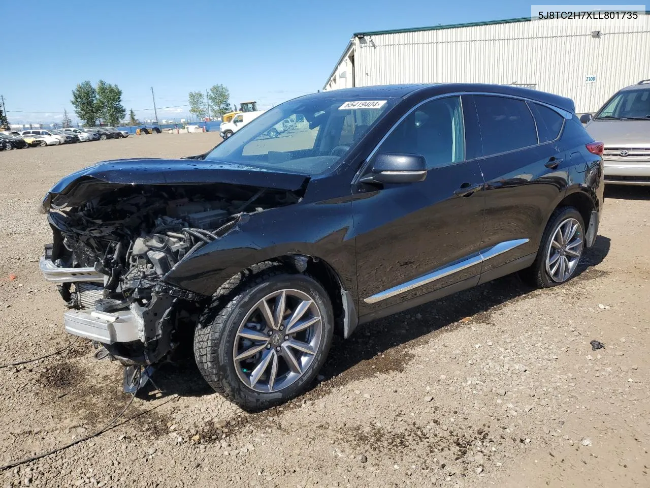 2020 Acura Rdx Advance VIN: 5J8TC2H7XLL801735 Lot: 65419404