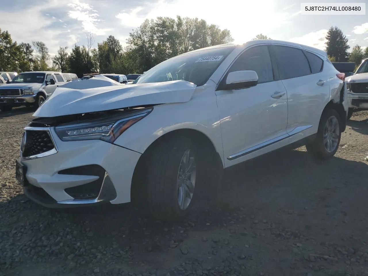 2020 Acura Rdx Advance VIN: 5J8TC2H74LL008480 Lot: 75440754