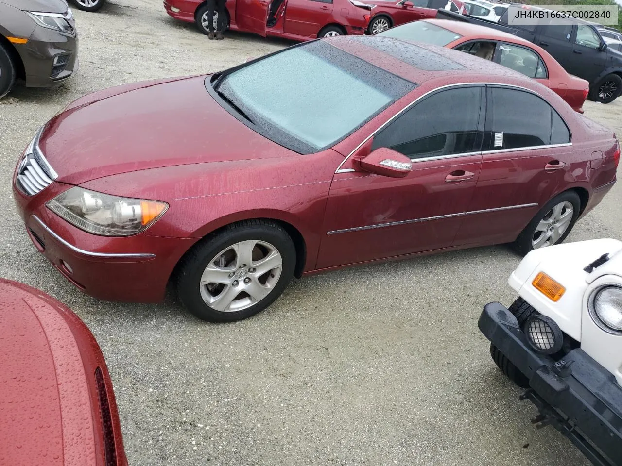 2007 Acura Rl VIN: JH4KB16637C002840 Lot: 74921684