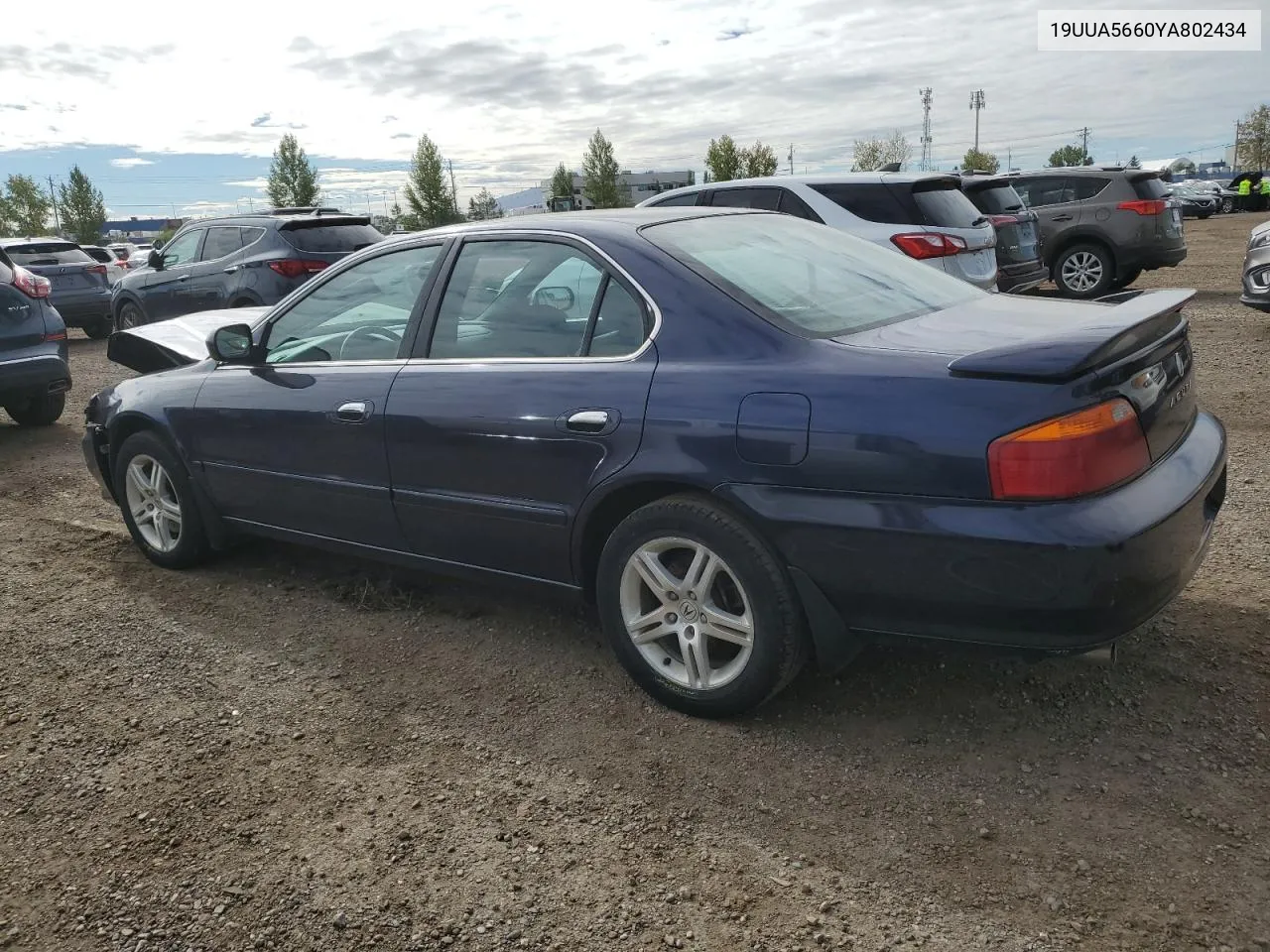 2000 Acura 3.2Tl VIN: 19UUA5660YA802434 Lot: 72753614