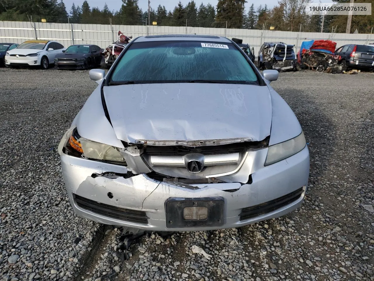 2005 Acura Tl VIN: 19UUA66285A076126 Lot: 77685514