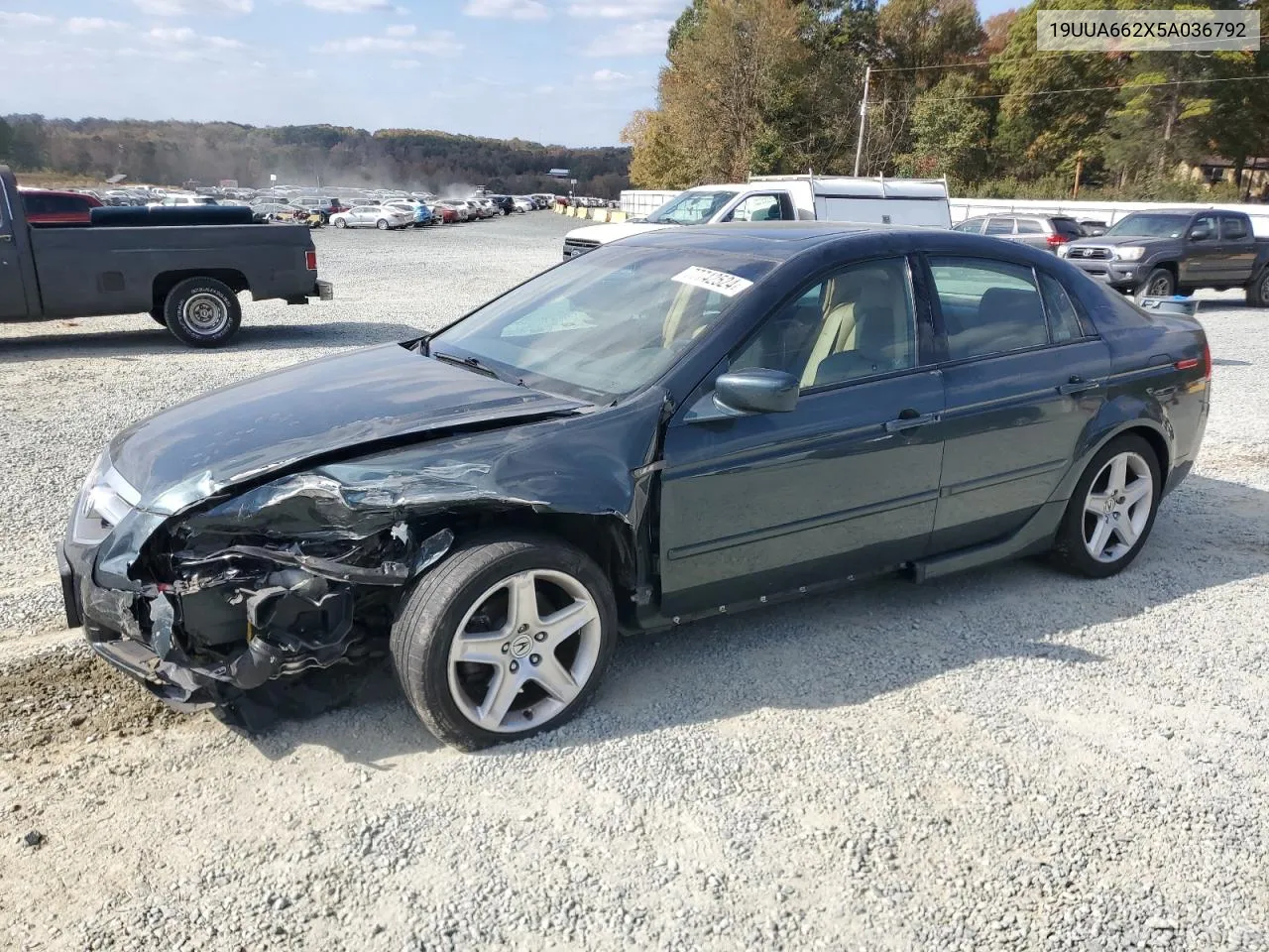 2005 Acura Tl VIN: 19UUA662X5A036792 Lot: 77742524