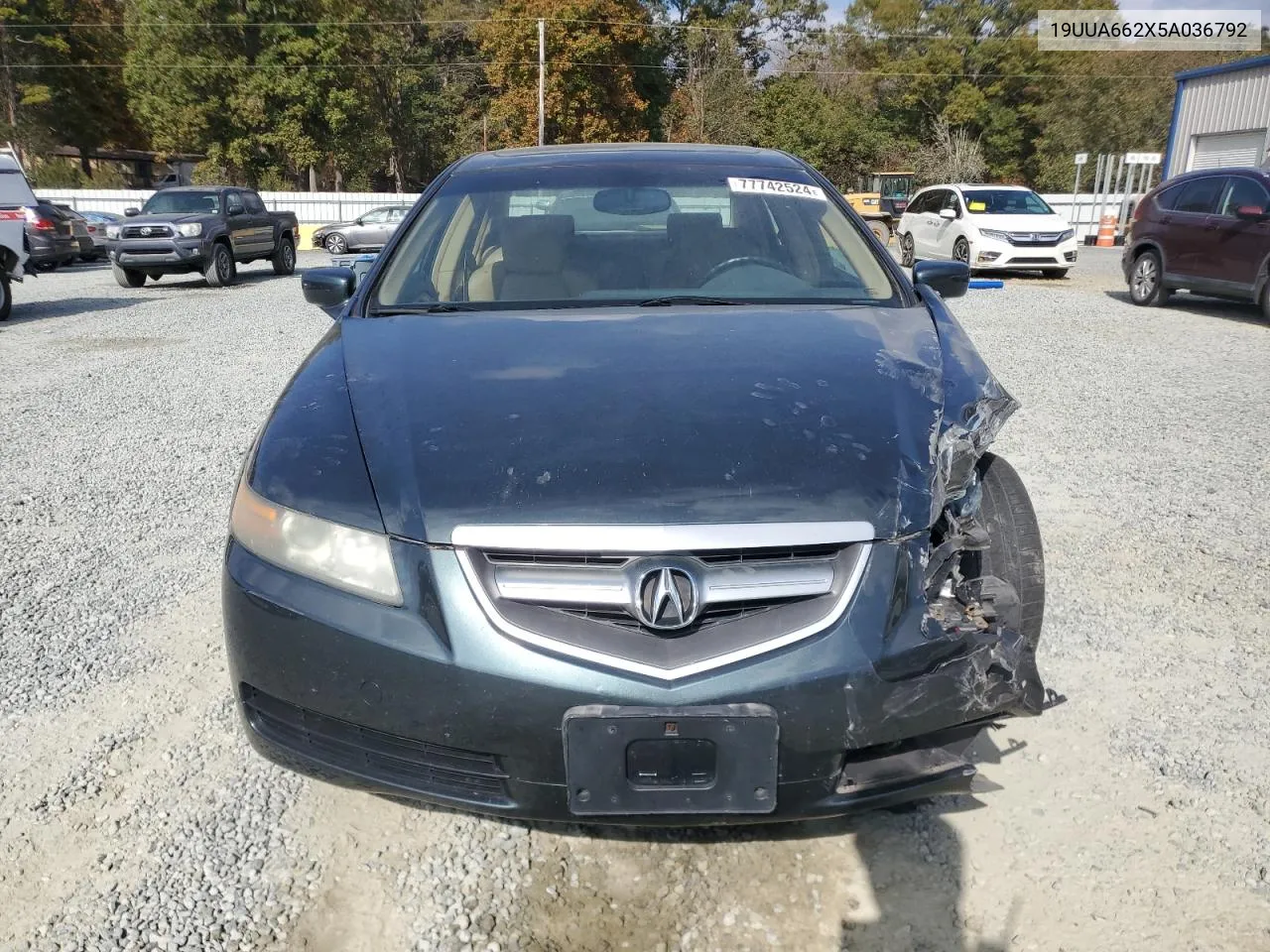 2005 Acura Tl VIN: 19UUA662X5A036792 Lot: 77742524