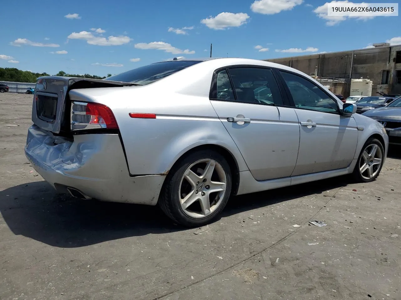 2006 Acura 3.2Tl VIN: 19UUA662X6A043615 Lot: 61453644