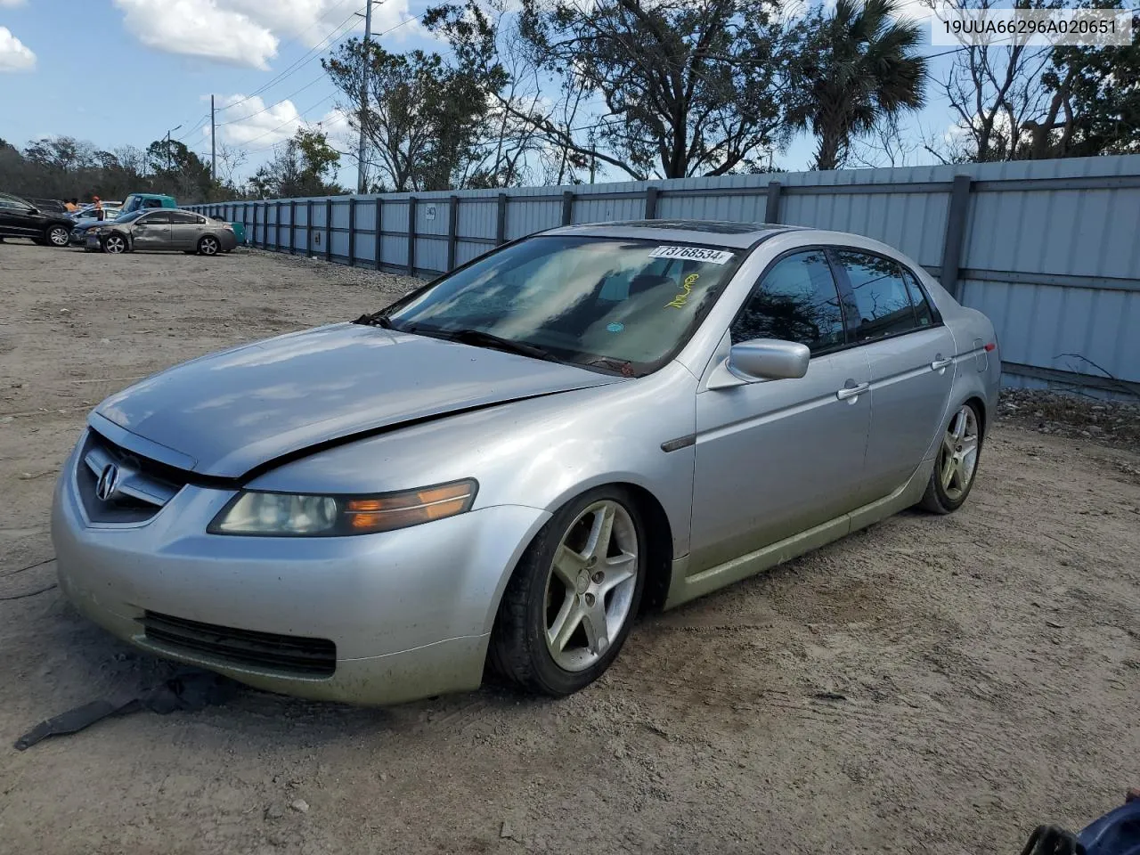 2006 Acura 3.2Tl VIN: 19UUA66296A020651 Lot: 73768534