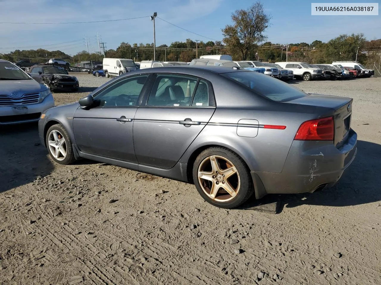 2006 Acura 3.2Tl VIN: 19UUA66216A038187 Lot: 78298004