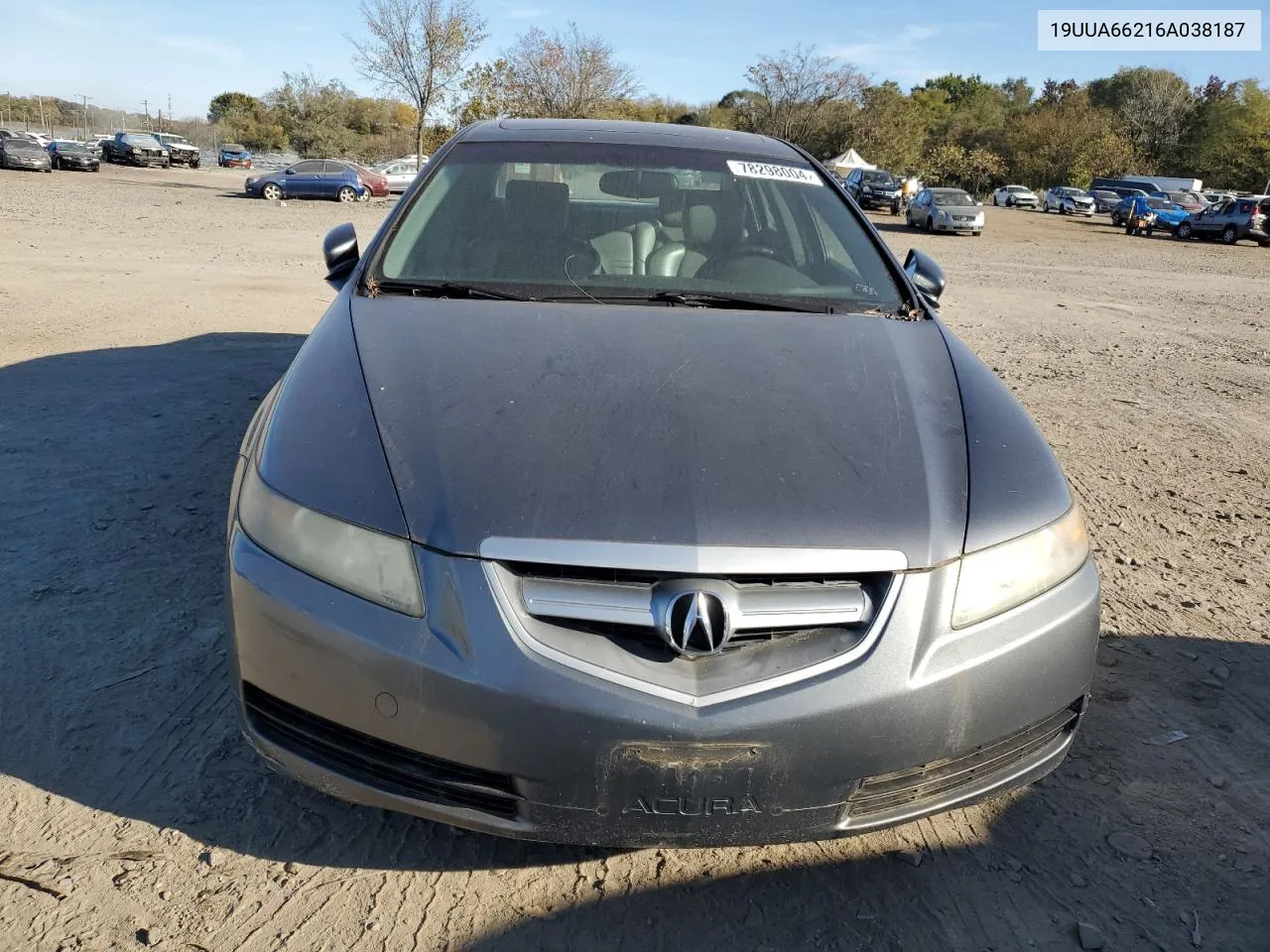 2006 Acura 3.2Tl VIN: 19UUA66216A038187 Lot: 78298004