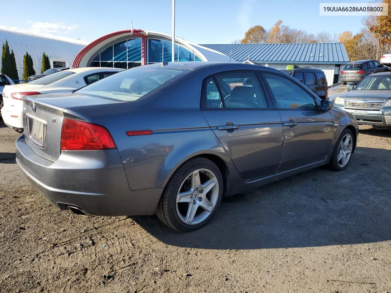 2006 Acura 3.2Tl VIN: 19UUA66286A058002 Lot: 78300904