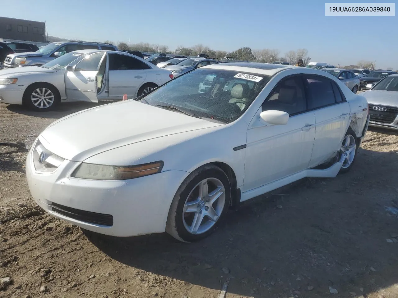 2006 Acura 3.2Tl VIN: 19UUA66286A039840 Lot: 79275834