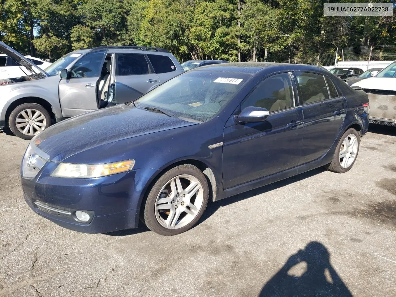 2007 Acura Tl VIN: 19UUA66277A022738 Lot: 74726914