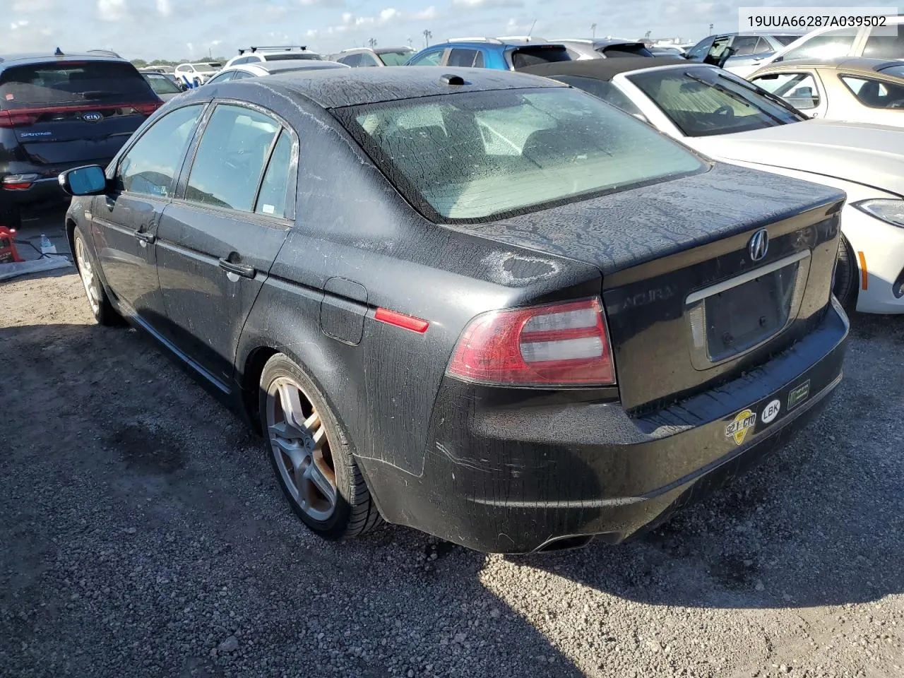 2007 Acura Tl VIN: 19UUA66287A039502 Lot: 74819504