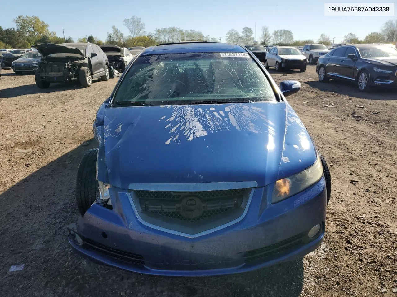 2007 Acura Tl Type S VIN: 19UUA76587A043338 Lot: 75287174