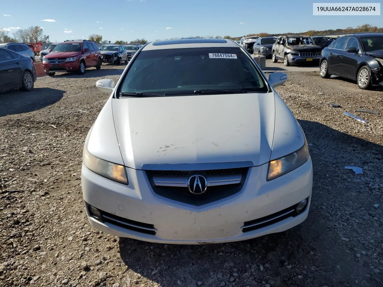 2007 Acura Tl VIN: 19UUA66247A028674 Lot: 78847554