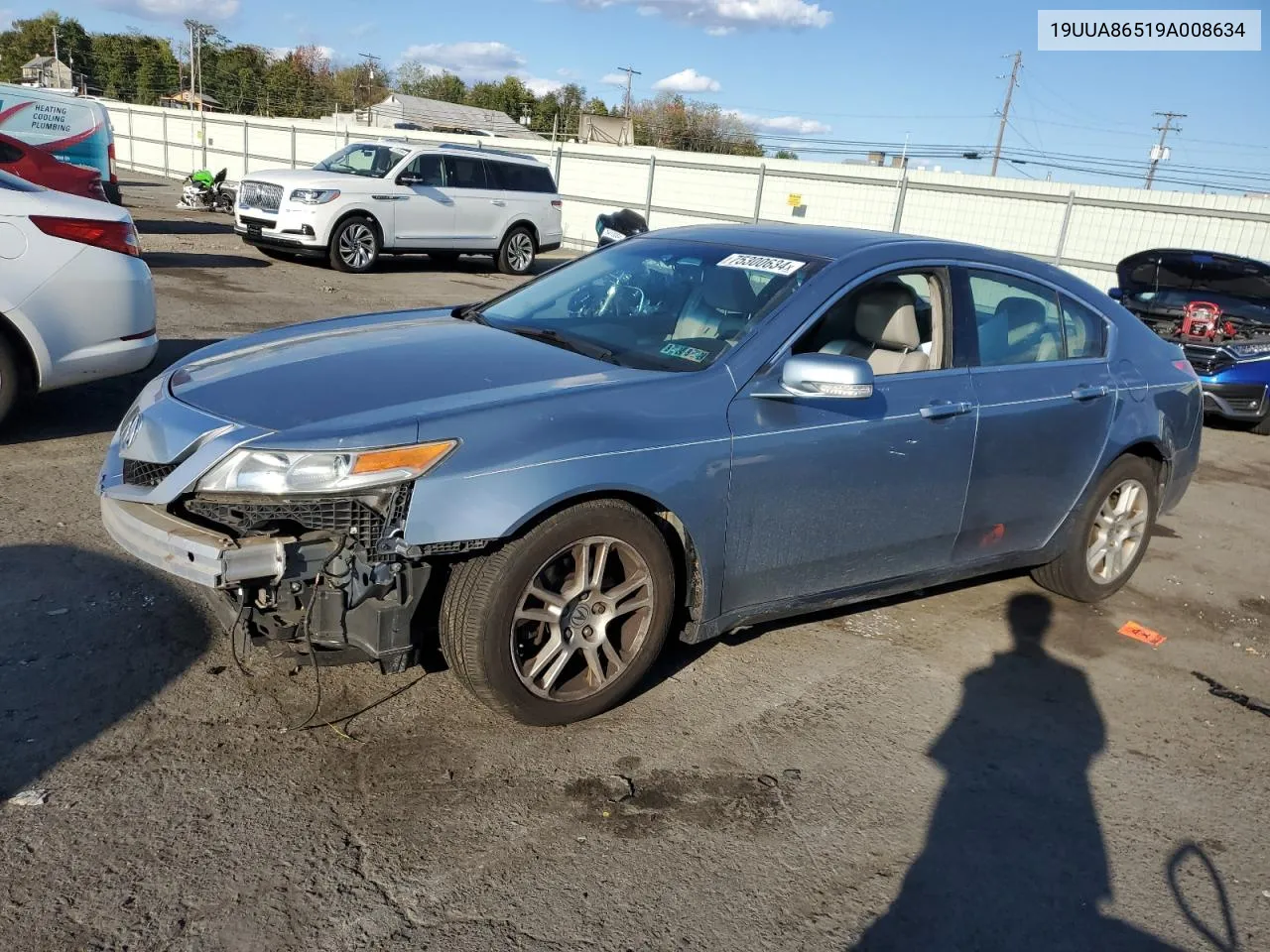 2009 Acura Tl VIN: 19UUA86519A008634 Lot: 75300634