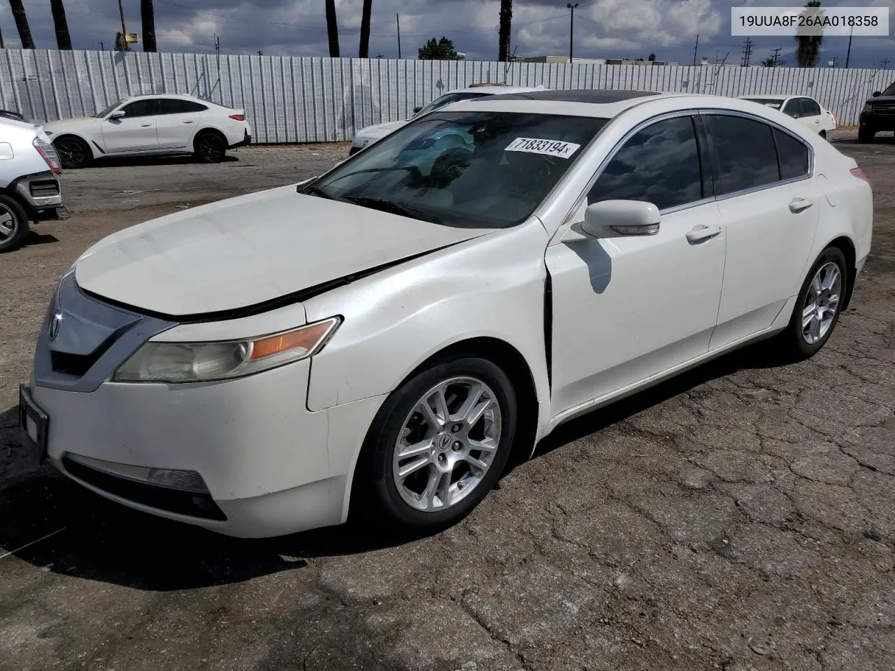 2010 Acura Tl VIN: 19UUA8F26AA018358 Lot: 71833194