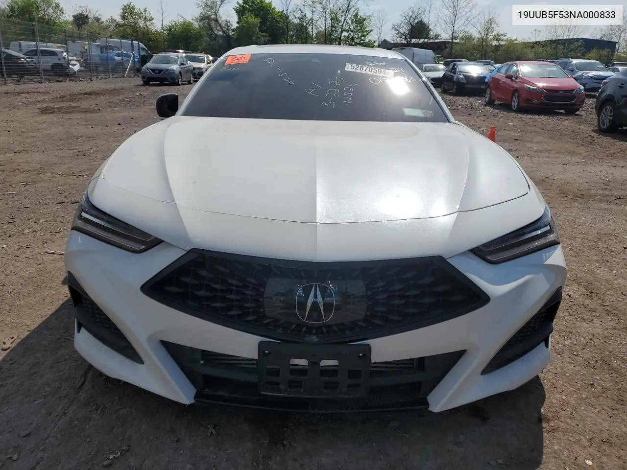 2022 Acura Tlx Tech A VIN: 19UUB5F53NA000833 Lot: 52870594