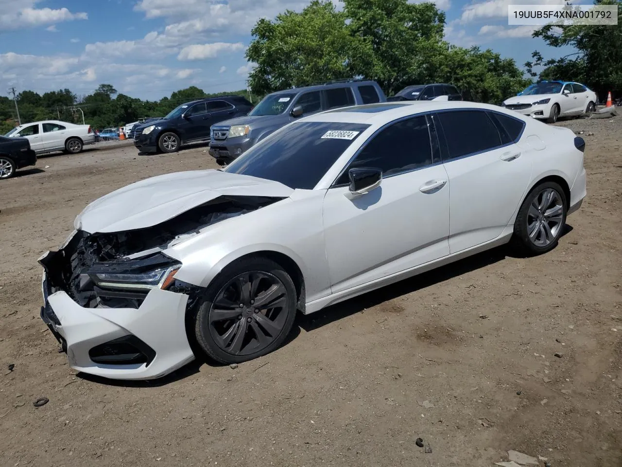 2022 Acura Tlx Technology VIN: 19UUB5F4XNA001792 Lot: 58236824