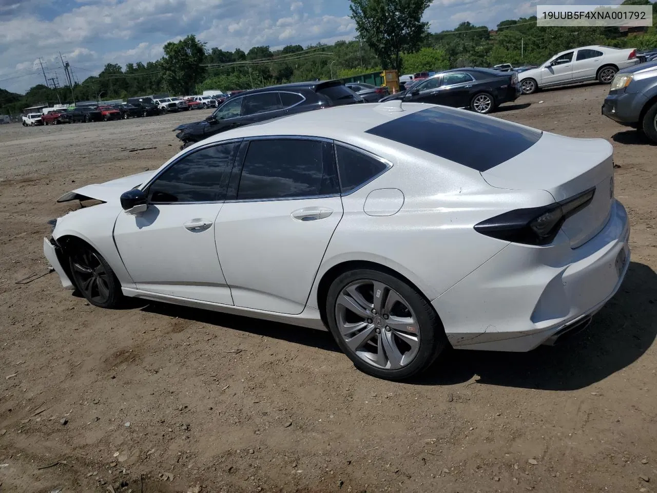 2022 Acura Tlx Technology VIN: 19UUB5F4XNA001792 Lot: 58236824