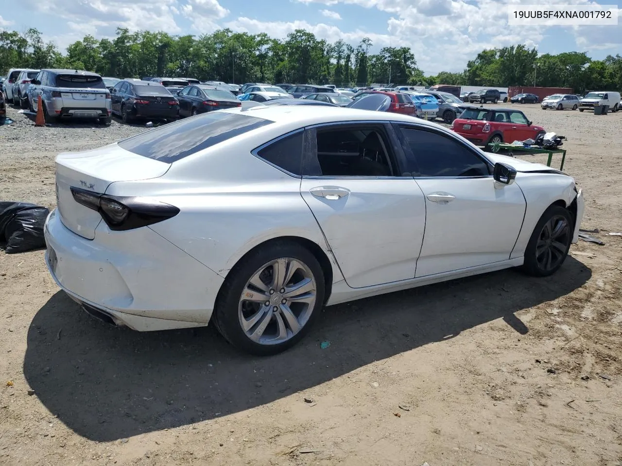 2022 Acura Tlx Technology VIN: 19UUB5F4XNA001792 Lot: 58236824